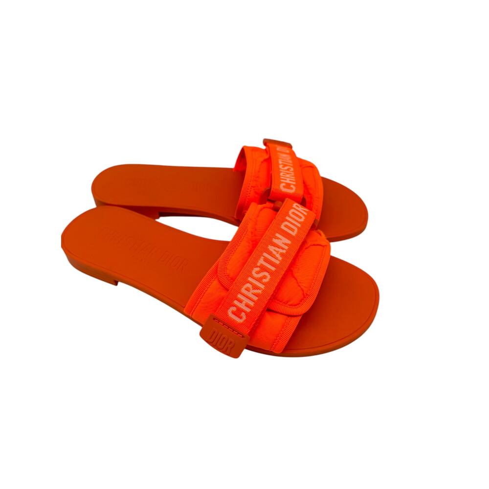 Christian Dior Fabric Diorevolution Slides Orange Fluo Technical Stretch Size 39 - Picture 3 of 6